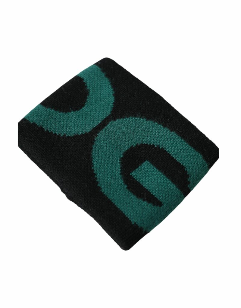 Dolce & Gabbana Black Green Wool Logo #DGMILLENNIALS Wristband - Image 4