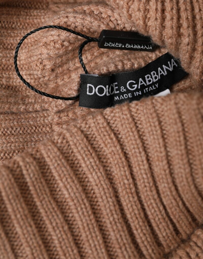 Dolce & Gabbana Brown Solid Knitted Fur Ball Winter Beanie Hat - Image 4