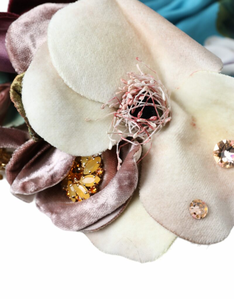 Dolce & Gabbana Blue Floral Motif Turban Head Hat Women - Image 6