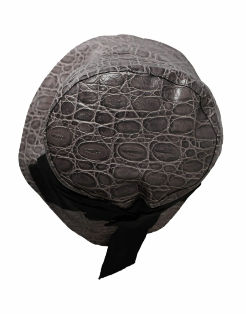 Dolce & Gabbana Black Gray Patterned Leather Bucket Hat - Image 3