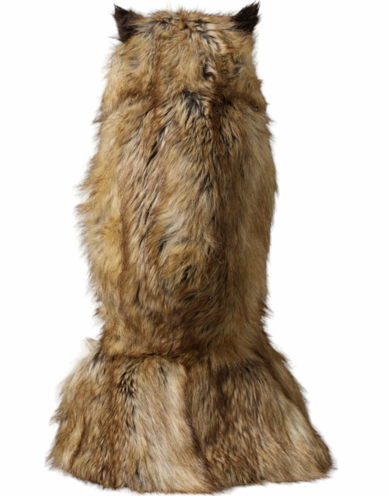 Dolce & Gabbana Brown Owl Faux Fur Whole Head Cap Hat - Image 4