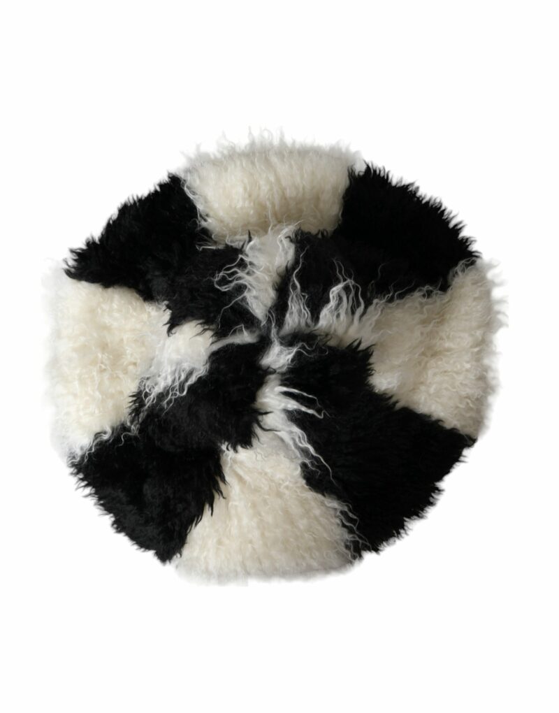 Dolce & Gabbana Black White Stripes Mohair Fur Bucket Hat - Image 4