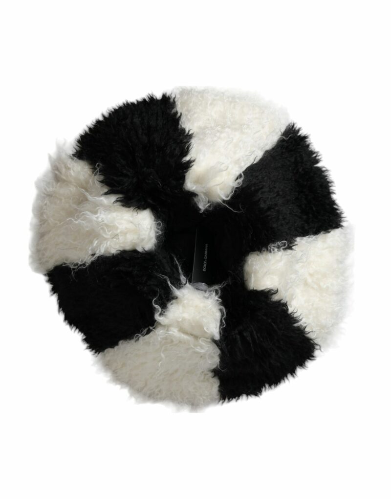 Dolce & Gabbana Black White Stripes Mohair Fur Bucket Hat - Image 6
