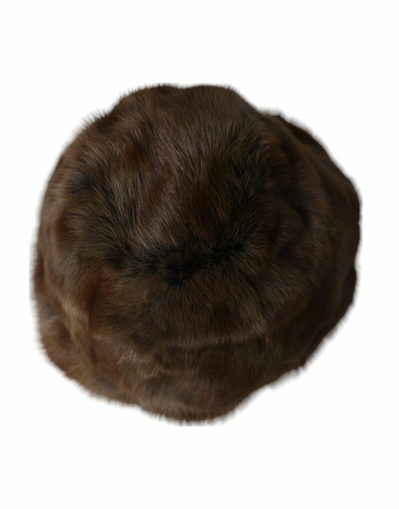 Dolce & Gabbana Brown Weasel Fur Womens Cashmere Hat Beanie - Image 3