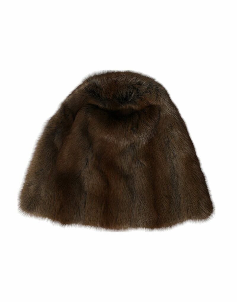 Dolce & Gabbana Brown Weasel Fur Womens Cashmere Hat Beanie - Image 4