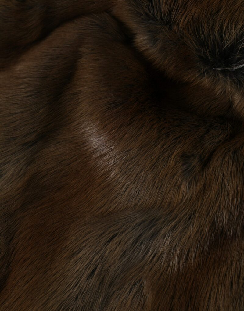 Dolce & Gabbana Brown Weasel Fur Womens Cashmere Hat Beanie - Image 5