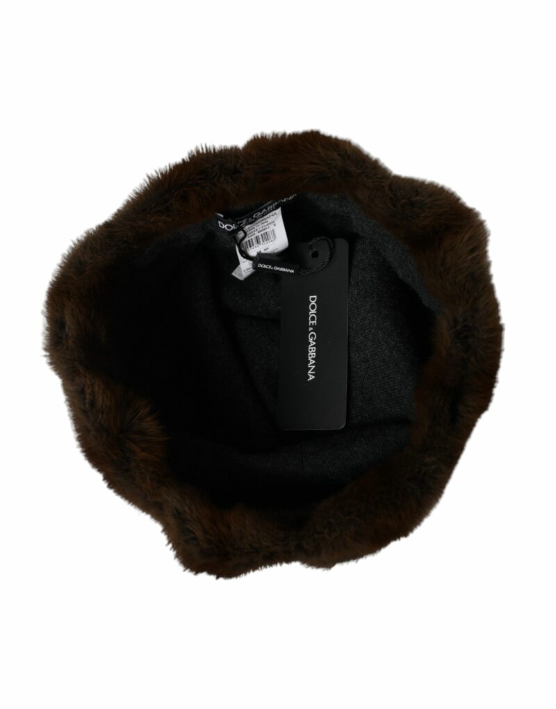 Dolce & Gabbana Brown Weasel Fur Womens Cashmere Hat Beanie - Image 6