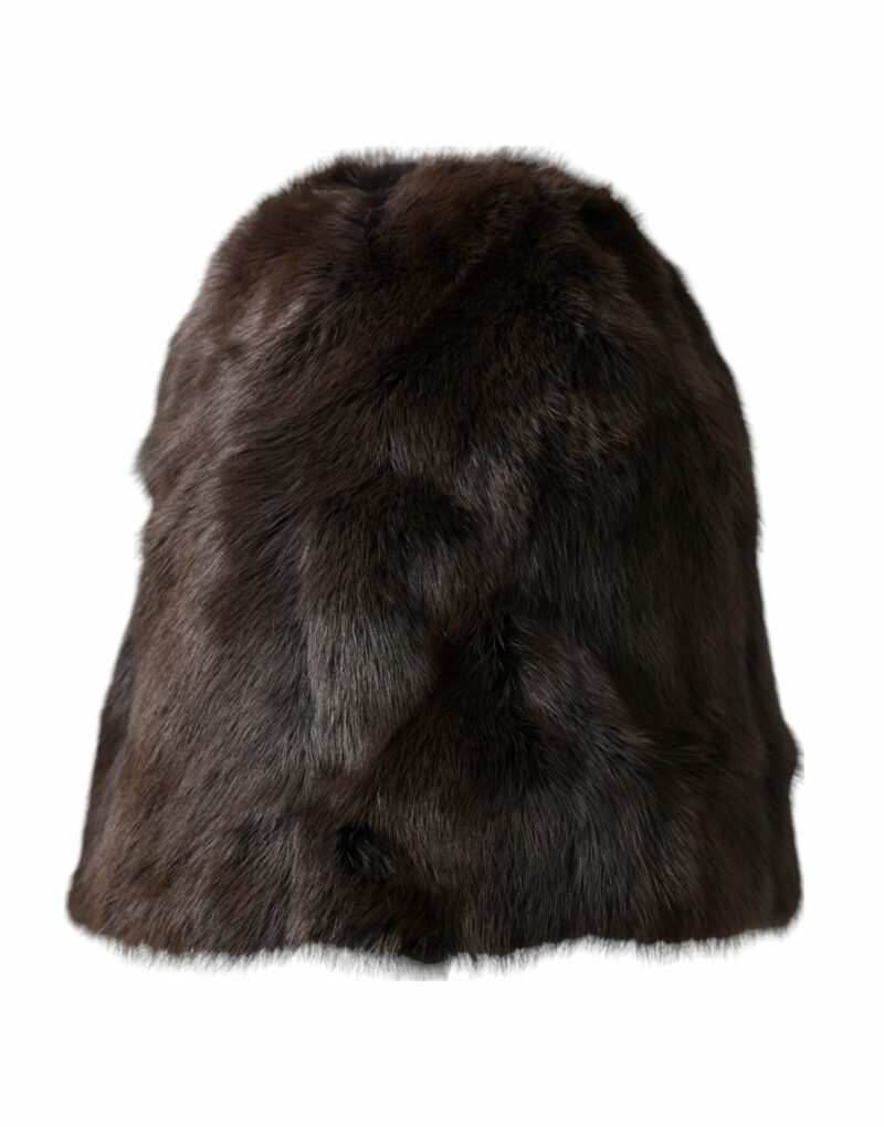 Dolce & Gabbana Brown Weasel Fur Womens Cashmere Hat Beanie - Image 2