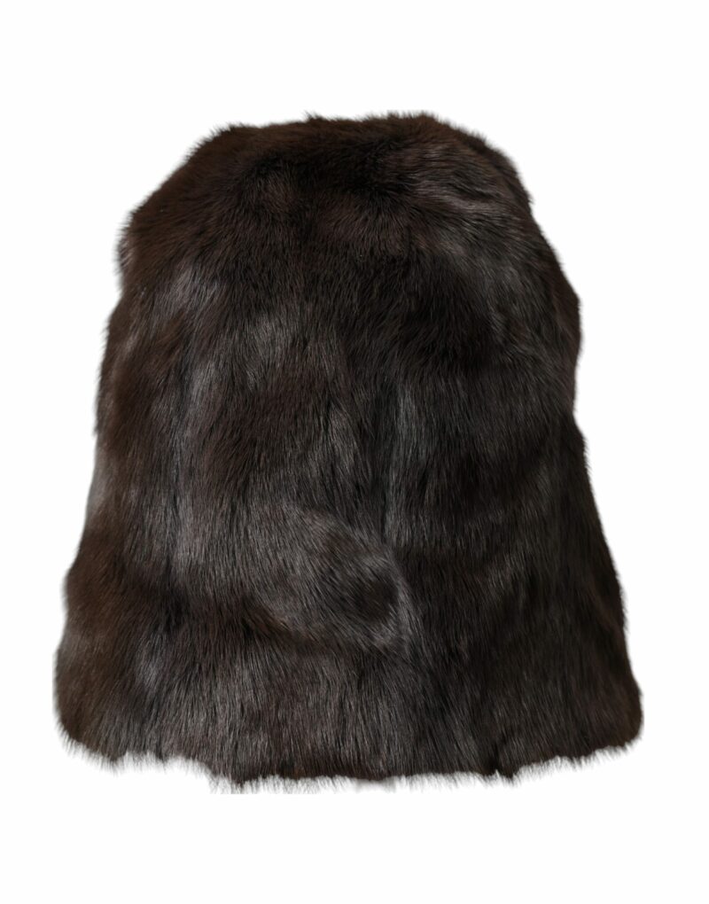 Dolce & Gabbana Brown Weasel Fur Womens Cashmere Hat Beanie - Image 3