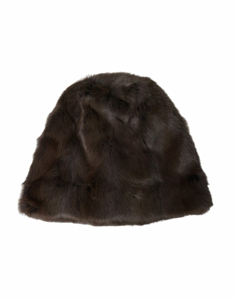 Dolce & Gabbana Brown Weasel Fur Womens Cashmere Hat Beanie - Image 4