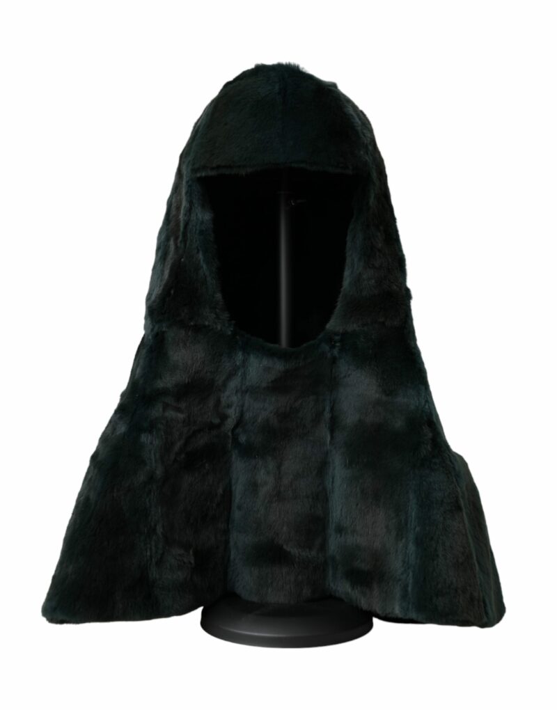 Dolce & Gabbana Black Weasel Fur Whole Head Wrap Hat - Image 2