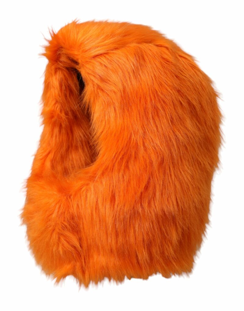 Dolce & Gabbana Orange Faux Fur Whole Head Wrap Hat - Image 3