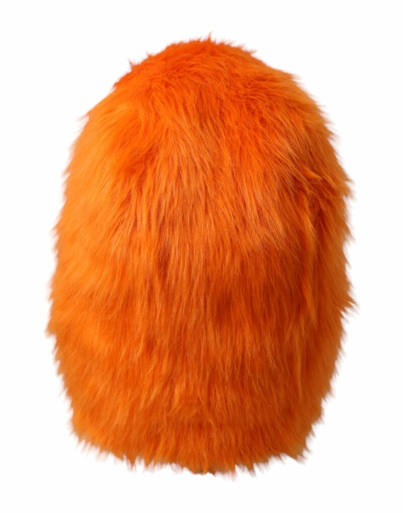 Dolce & Gabbana Orange Faux Fur Whole Head Wrap Hat - Image 4