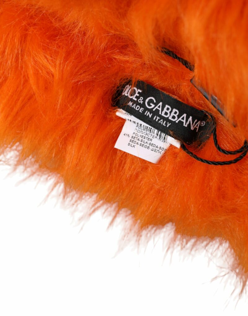 Dolce & Gabbana Orange Faux Fur Whole Head Wrap Hat - Image 6