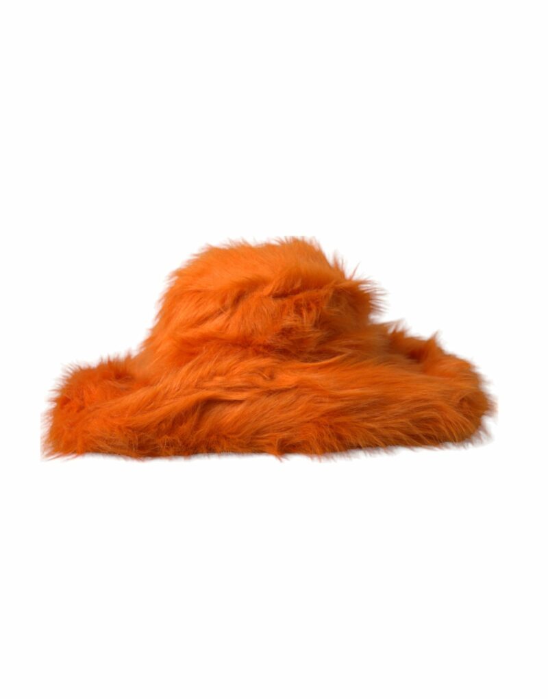 Dolce & Gabbana Orange Faux Fur Polyester Fedora Hat - Image 4