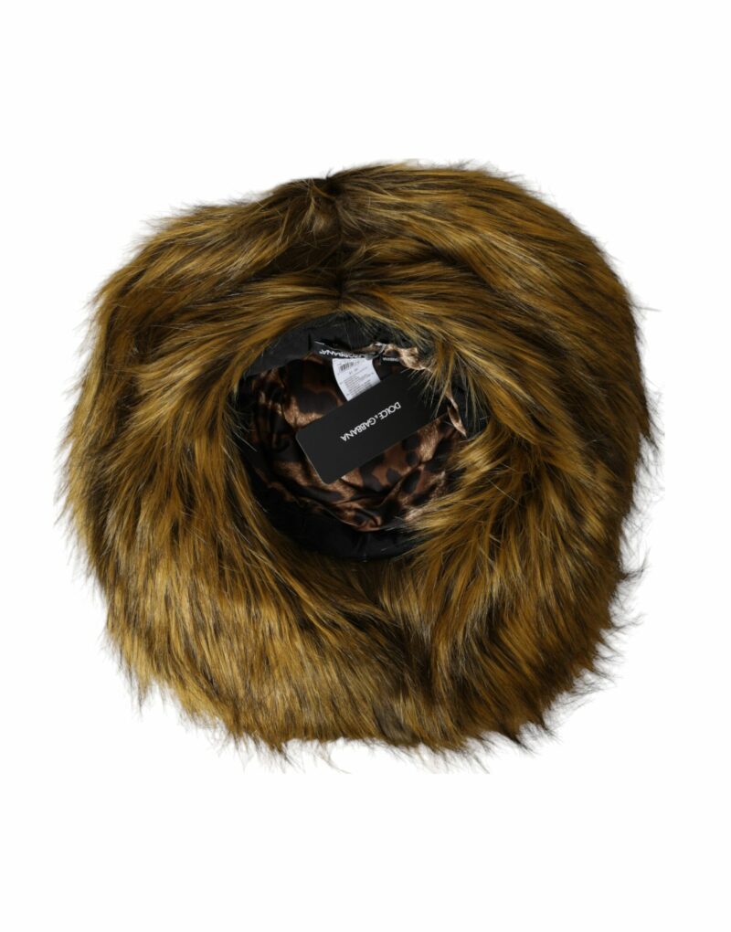 Dolce & Gabbana Brown Modacrylic Faux Fur Bucket Hat - Image 5