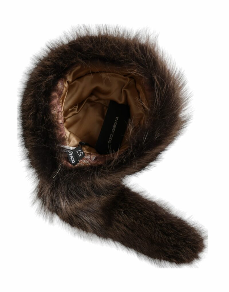 Dolce & Gabbana Women Brown Raccoon Fur Bucket Hat - Image 6