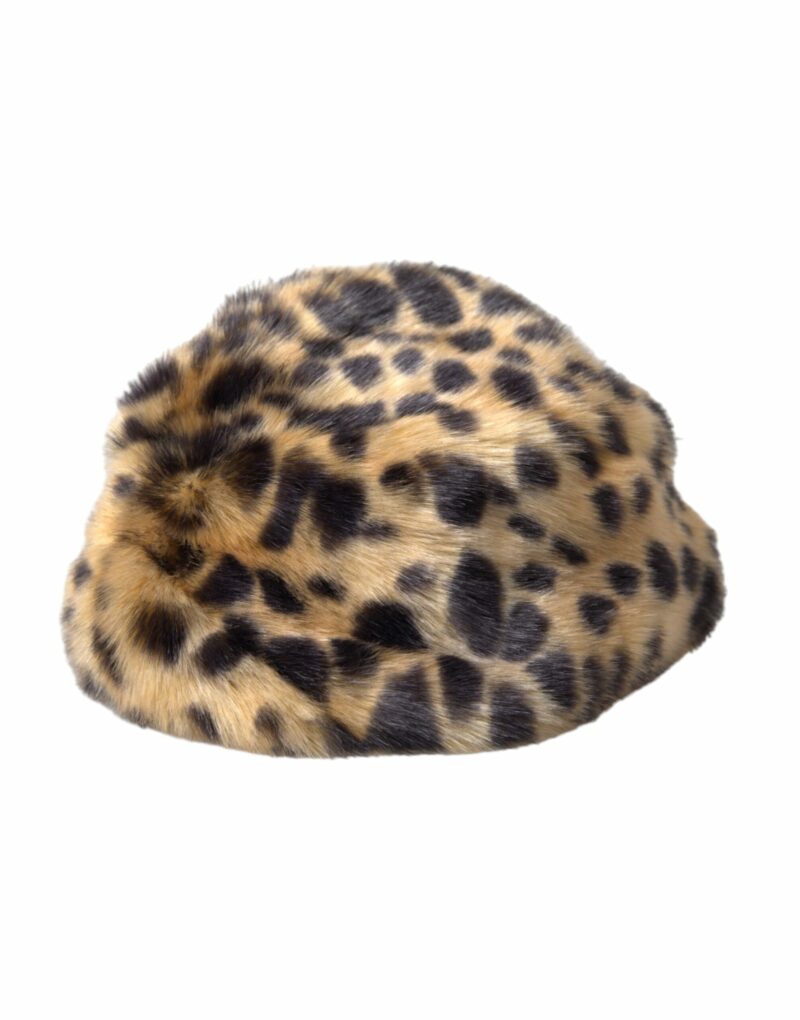 Dolce & Gabbana Brown Leopard Fur Women Bucket Hat - Image 2