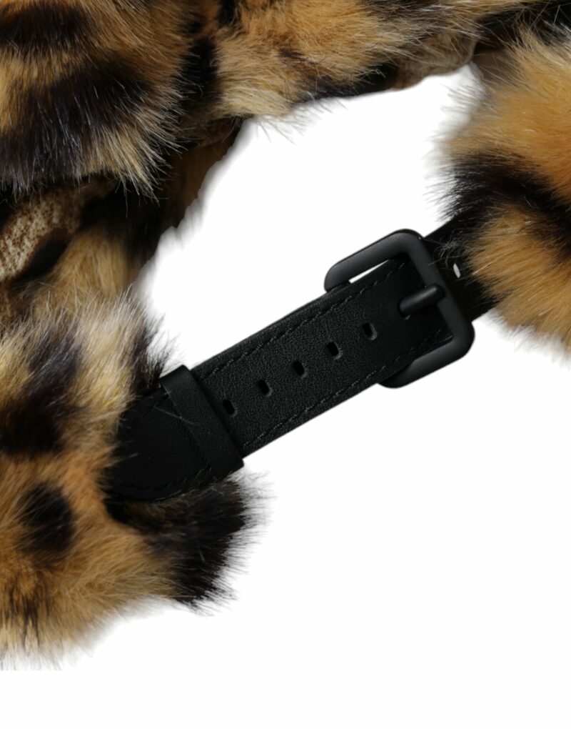 Dolce & Gabbana Brown Leopard Fur Women Bucket Hat - Image 6