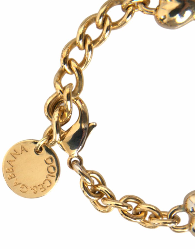 Dolce & Gabbana Gold Tone Brass Chain MY DOG Heart Bracelet - Image 3