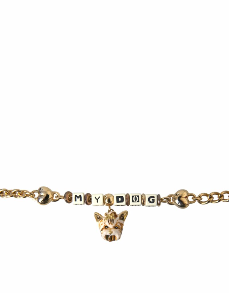 Dolce & Gabbana Gold Tone Brass Chain MY DOG Heart Bracelet - Image 6