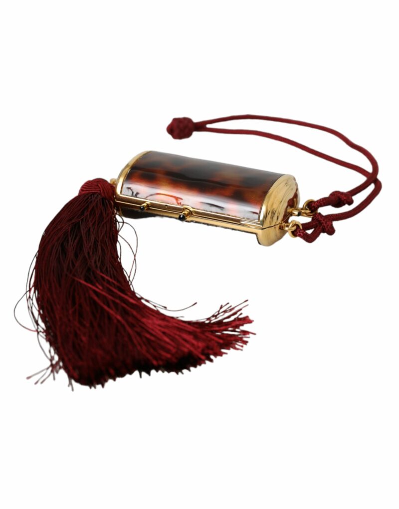 Dolce & Gabbana Brown Leopard Mini Mirror Tassel Make Up Holder Bag - Image 2