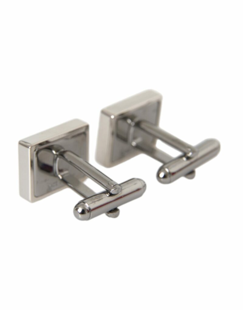 Dolce & Gabbana Silver Plated Metal Brass DG Logo Pin Cufflinks - Image 3