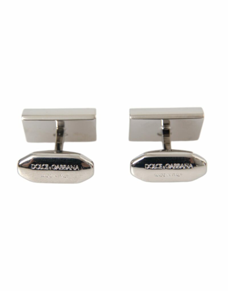Dolce & Gabbana Silver Plated Metal Brass DG Logo Pin Cufflinks - Image 3