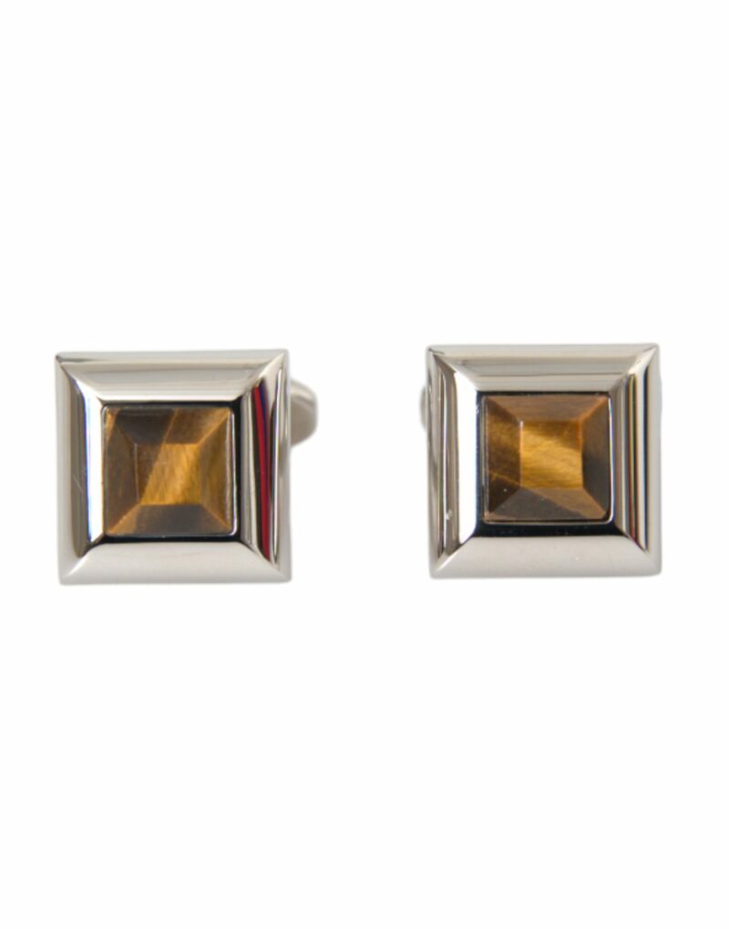 Dolce & Gabbana Silver Plated Brass Pin Crystal Cufflinks - Image 2