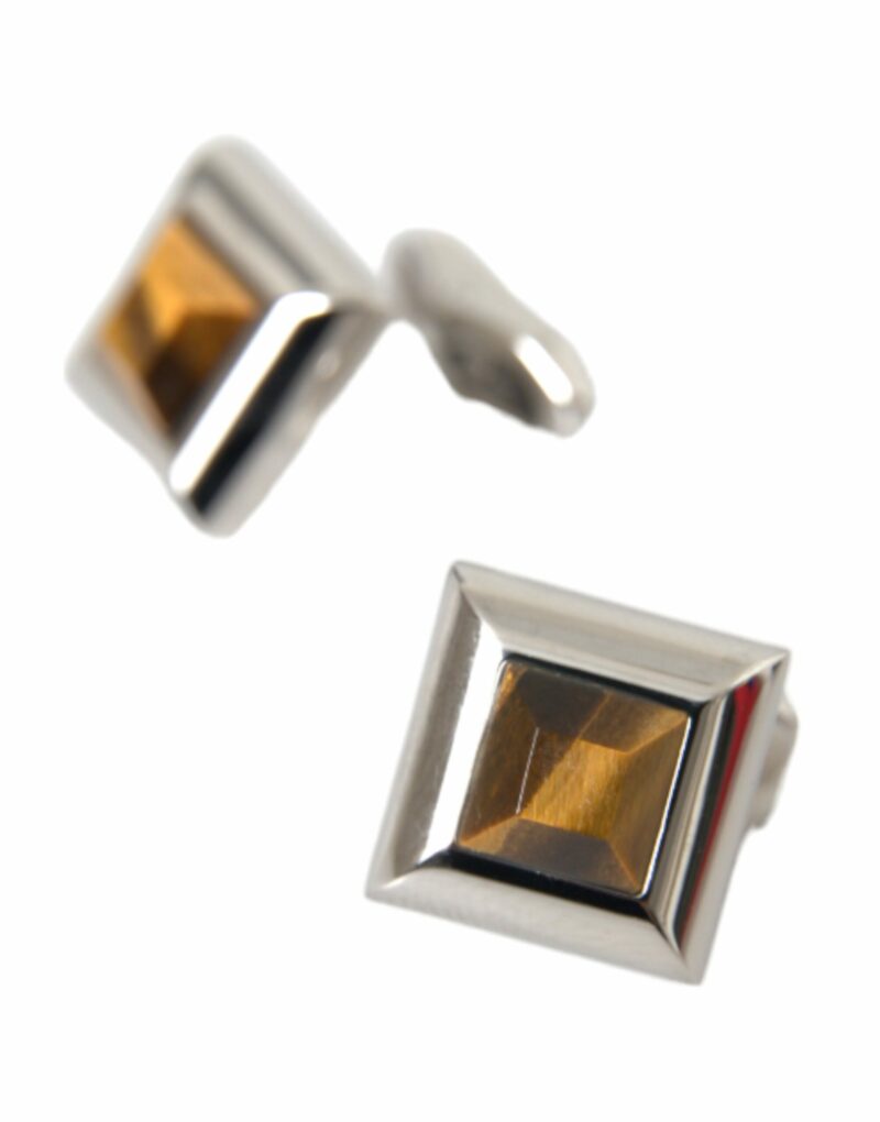 Dolce & Gabbana Silver Plated Brass Pin Crystal Cufflinks - Image 6