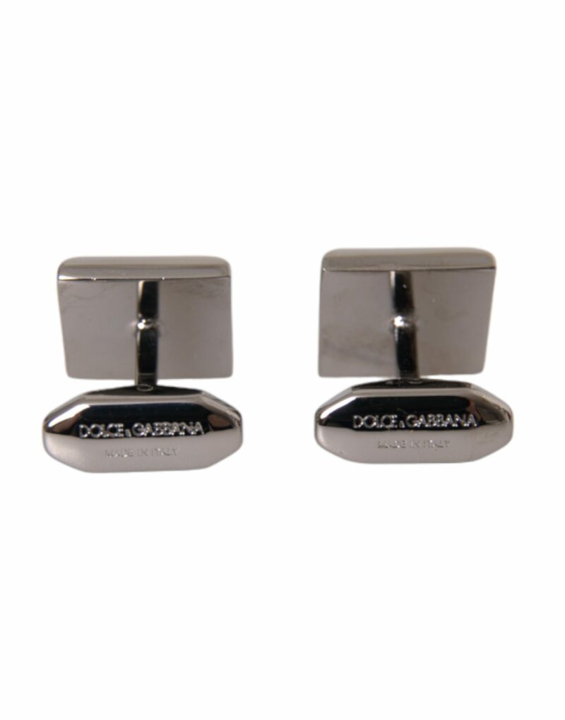 Dolce & Gabbana Silver Plated Brass Pin Crystal Cufflinks - Image 2