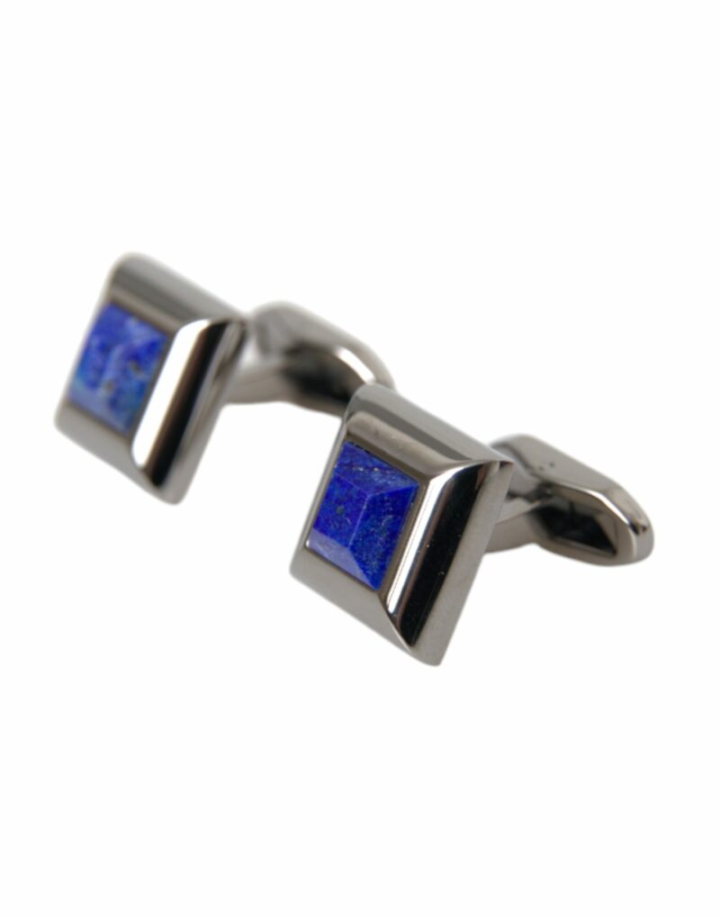 Dolce & Gabbana Silver Plated Brass Pin Crystal Cufflinks - Image 3