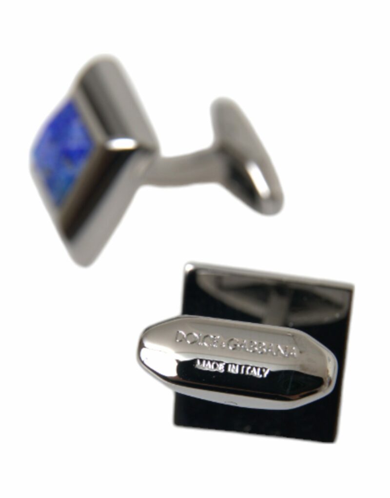 Dolce & Gabbana Silver Plated Brass Pin Crystal Cufflinks - Image 4