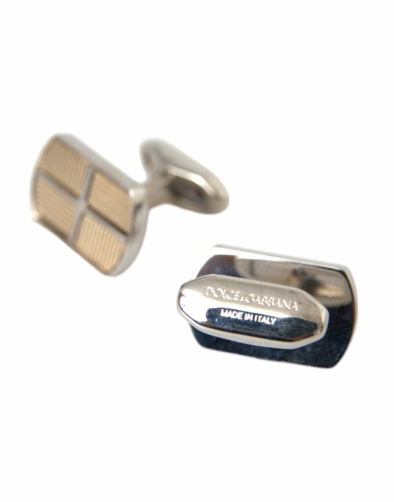 Dolce & Gabbana Silver Gold Plated Metal Brass Pin Cufflinks - Image 4