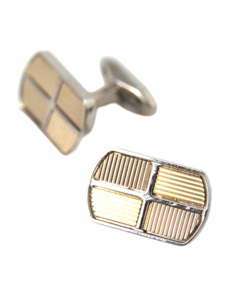 Dolce & Gabbana Silver Gold Plated Metal Brass Pin Cufflinks - Image 5