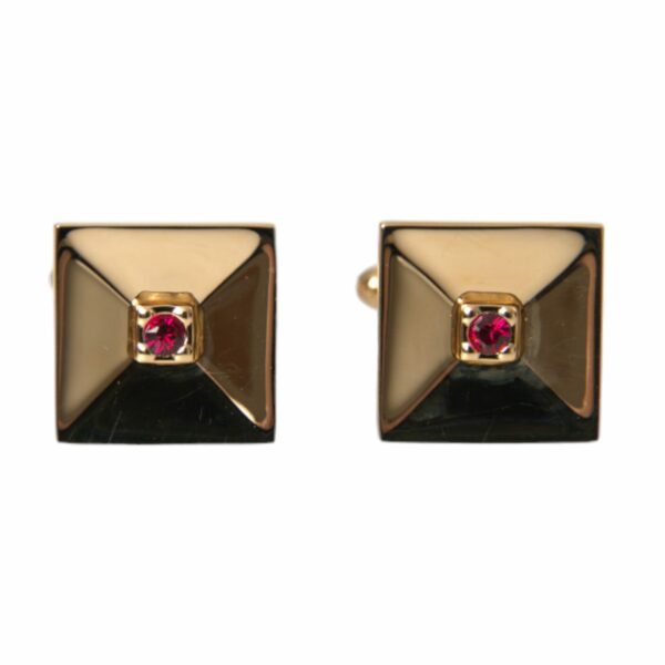 Dolce & Gabbana Gold Plated Brass Crystal Square Pin Cufflinks