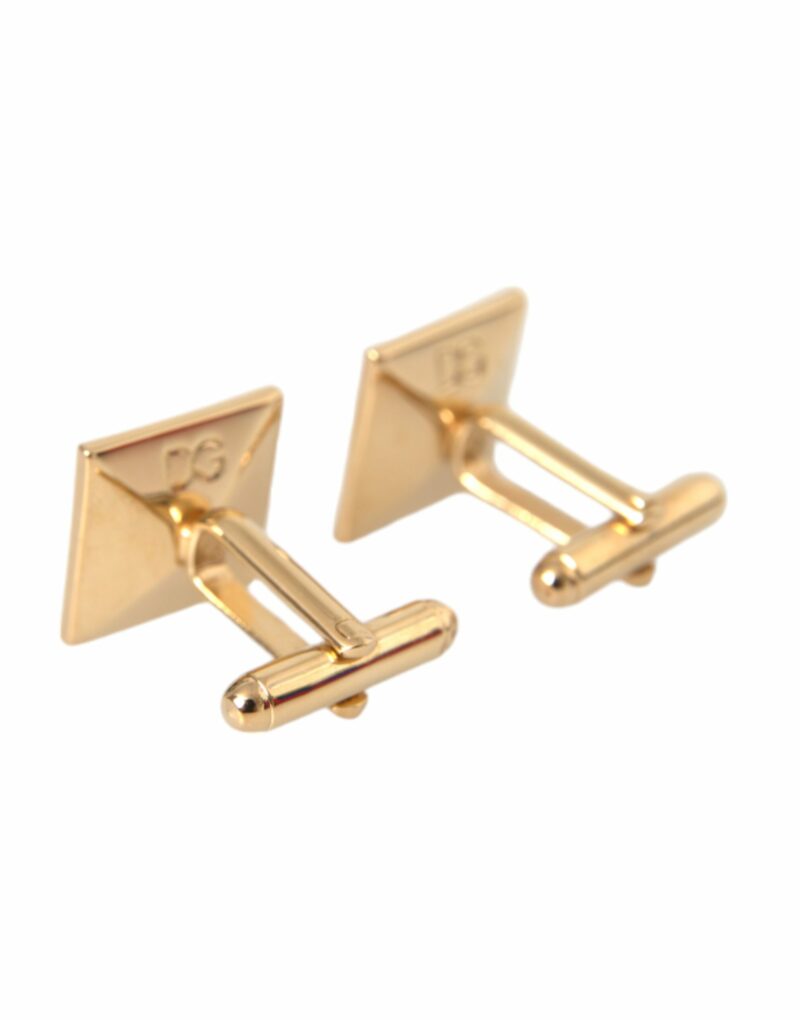 Dolce & Gabbana Gold Plated Brass Crystal Square Pin Cufflinks - Image 3
