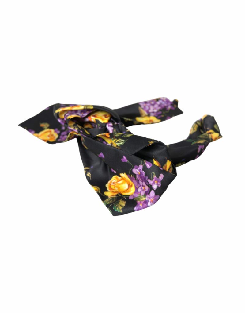 Dolce & Gabbana Black Floral Applique Silk Women Headband Diadem - Image 2