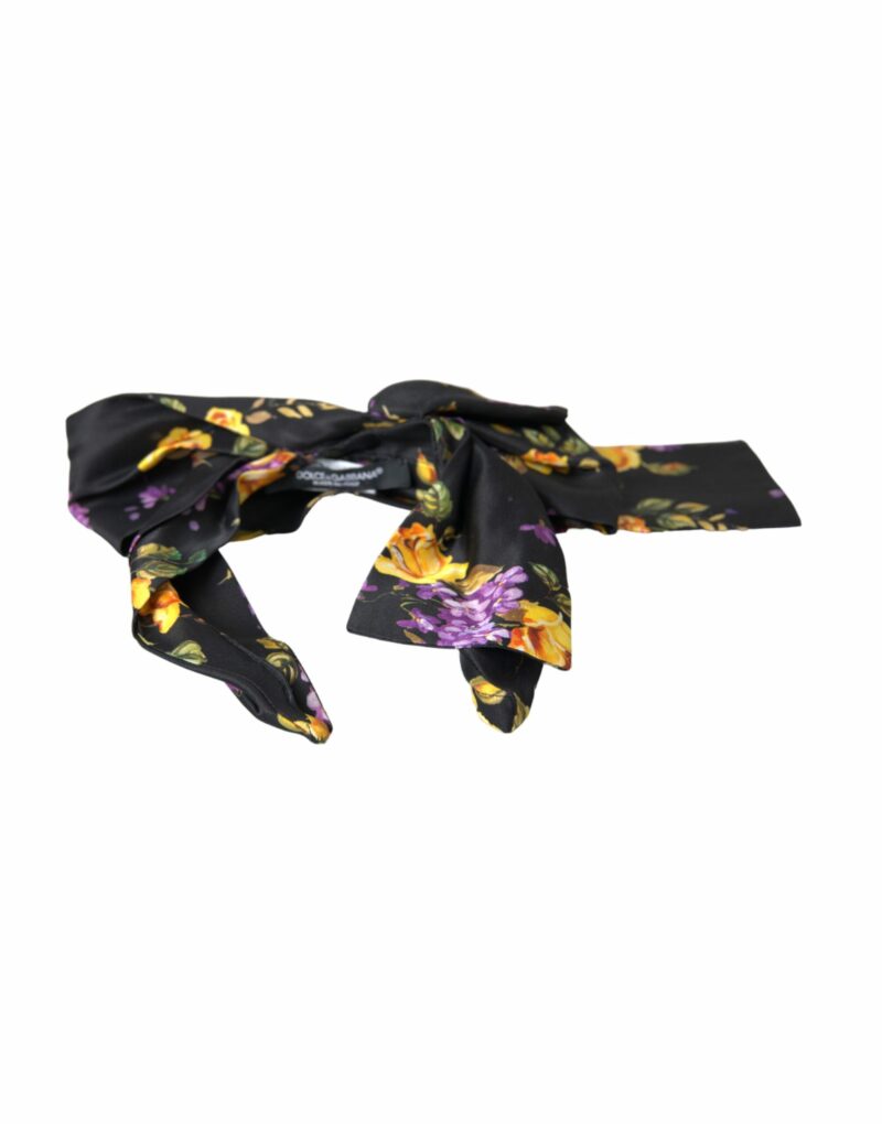Dolce & Gabbana Black Floral Applique Silk Women Headband Diadem - Image 3