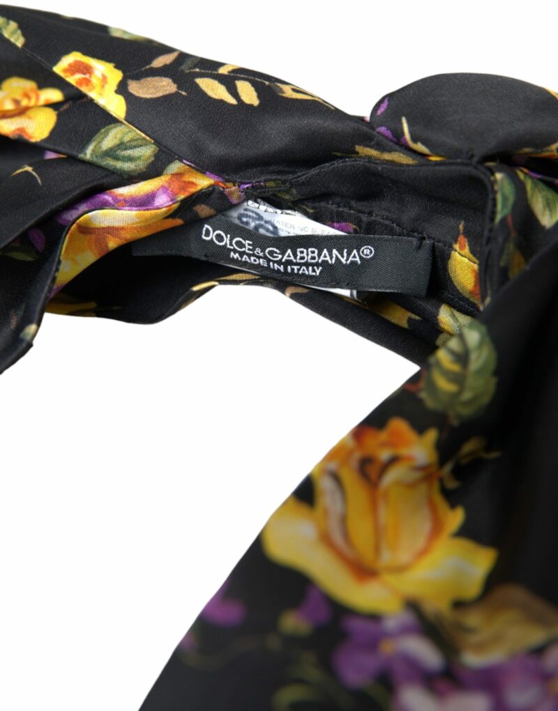 Dolce & Gabbana Black Floral Applique Silk Women Headband Diadem - Image 4