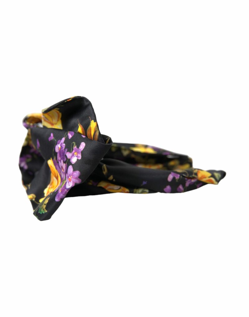 Dolce & Gabbana Black Floral Applique Silk Women Headband Diadem - Image 5