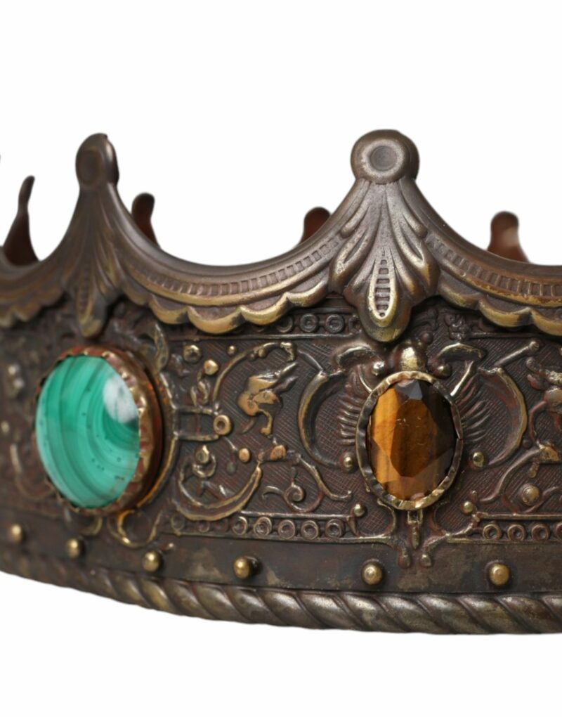 Dolce & Gabbana Bronze Brass Multicolor Crystal Crown Tiara Hat - Image 4