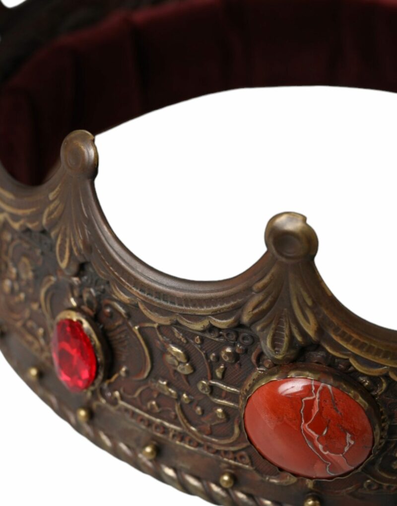 Dolce & Gabbana Bronze Brass Multicolor Crystal Crown Tiara Hat - Image 5