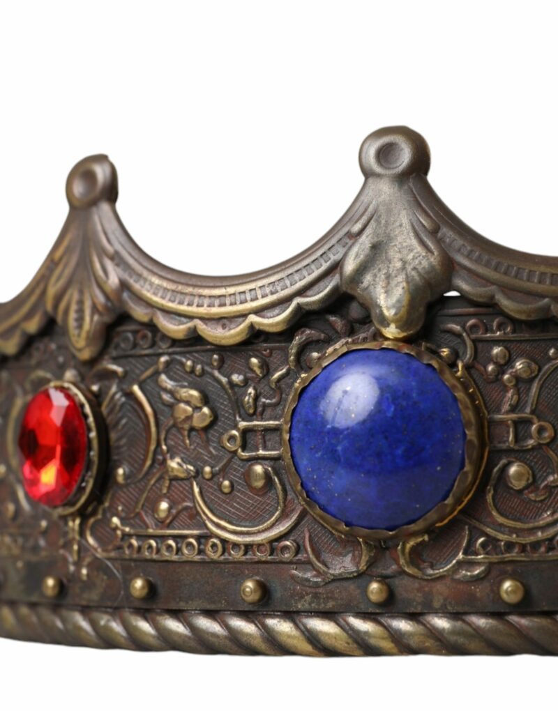 Dolce & Gabbana Bronze Brass Multicolor Crystal Crown Tiara Hat - Image 6