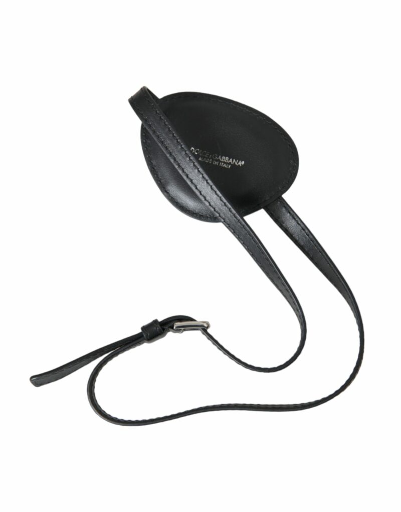 Dolce & Gabbana Black Calfskin Leather Metal DG Logo Eye Patch - Image 3