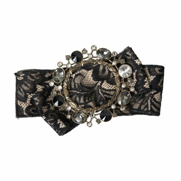 Dolce & Gabbana Black Lace Crystal Handmade Brooch Hair Pin