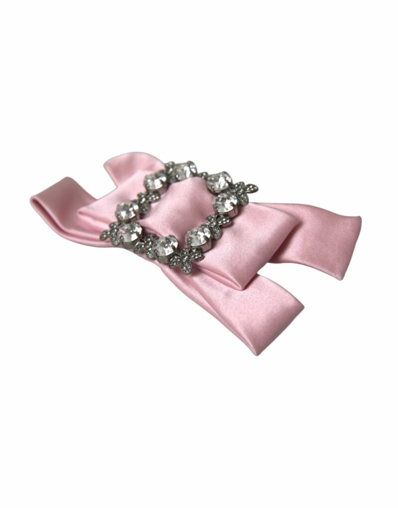Dolce & Gabbana Pink Satin Crystal Jewelry Brooch Hair Pin - Image 2