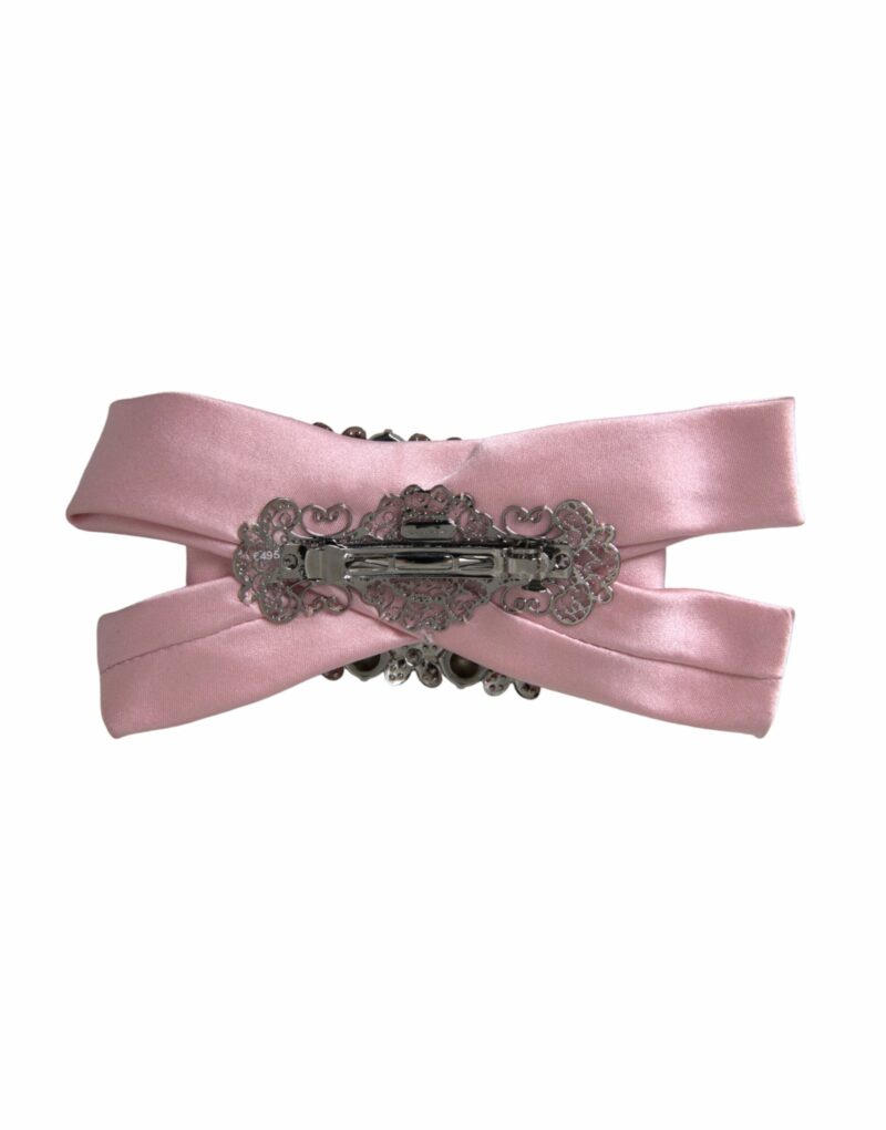 Dolce & Gabbana Pink Satin Crystal Jewelry Brooch Hair Pin - Image 3