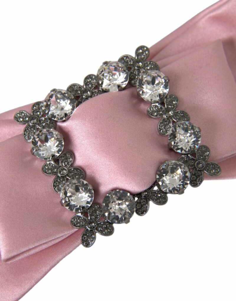 Dolce & Gabbana Pink Satin Crystal Jewelry Brooch Hair Pin - Image 5