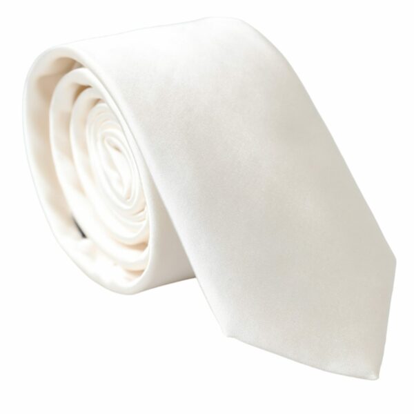 Dolce & Gabbana White Solid 100% Silk Adjustable Tie